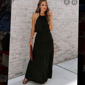 Vici fortune teller tiered halter maxi dress S